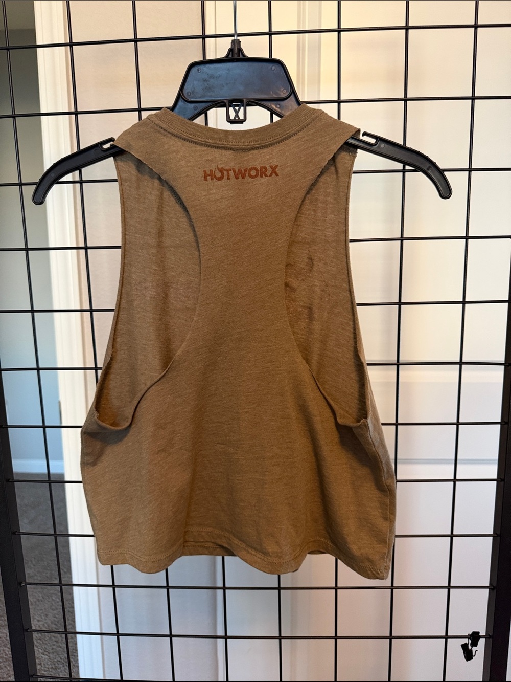 HOTWORX Bella Canvas Olive Graphic Crop Tank with Retro Stripe - Picture 3 of 5